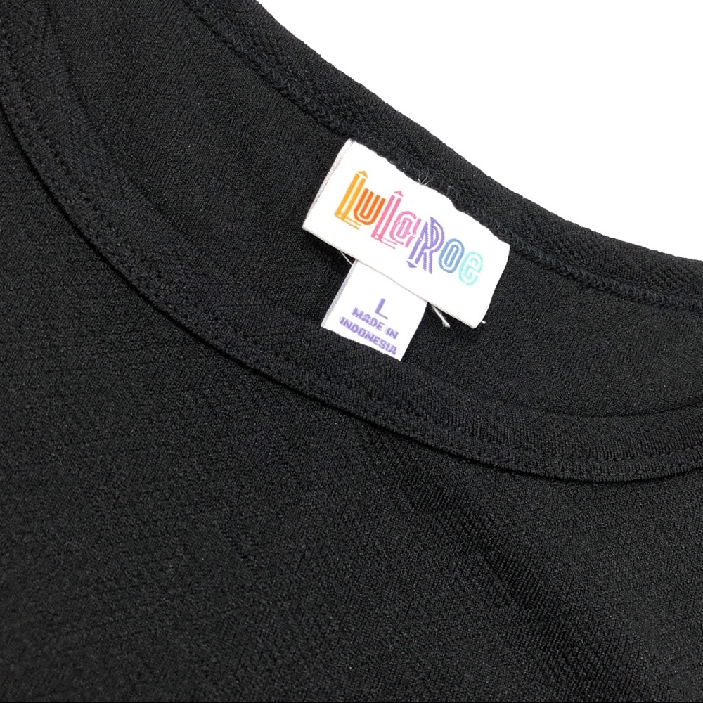 RARE LuLaRoe Solid Black Textured Carly Dress - Picture 4 of 6